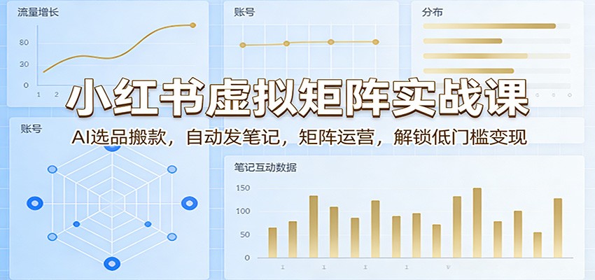 小红书虚拟矩阵实战课：AI选品搬款，自动发笔记，矩阵运营，解锁低门槛变现-heixma