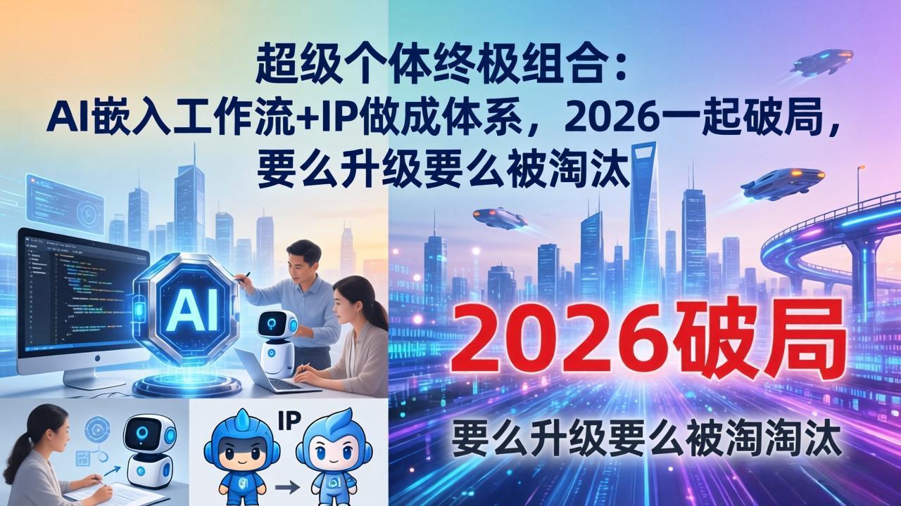 超级个体终极组合：AI嵌入工作流+IP做成体系，2026一起破局，要么升级要么被淘汰-heixma