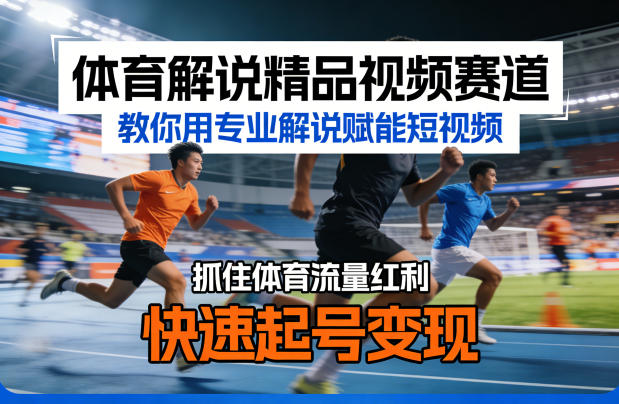 体育解说精品视频赛道，教你用专业解说赋能短视频，抓住体育流量红利，快速起号变现-heixma
