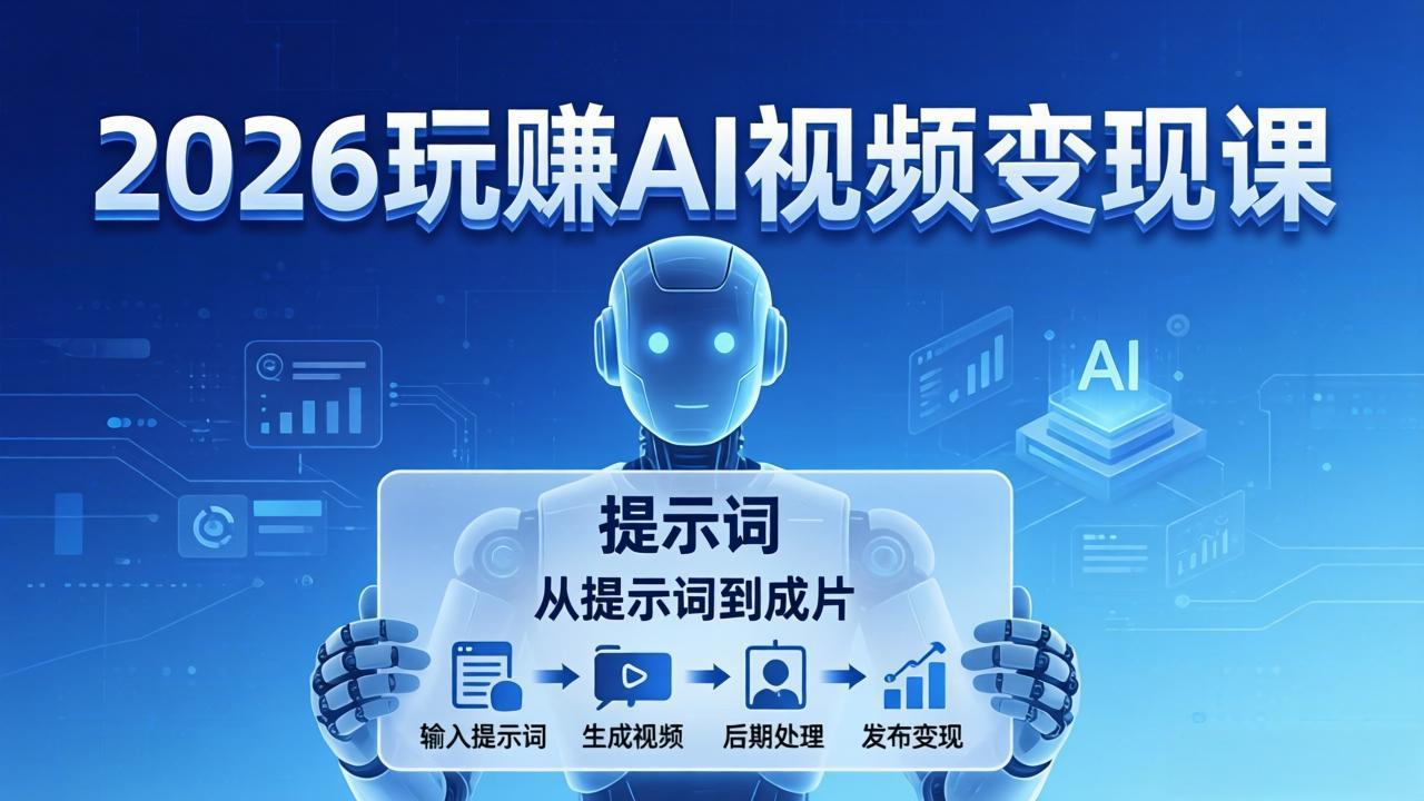 2026玩赚AI视频变现课：掌握 AI 视频全流程技能，从提示词到成片高效产出-heixma