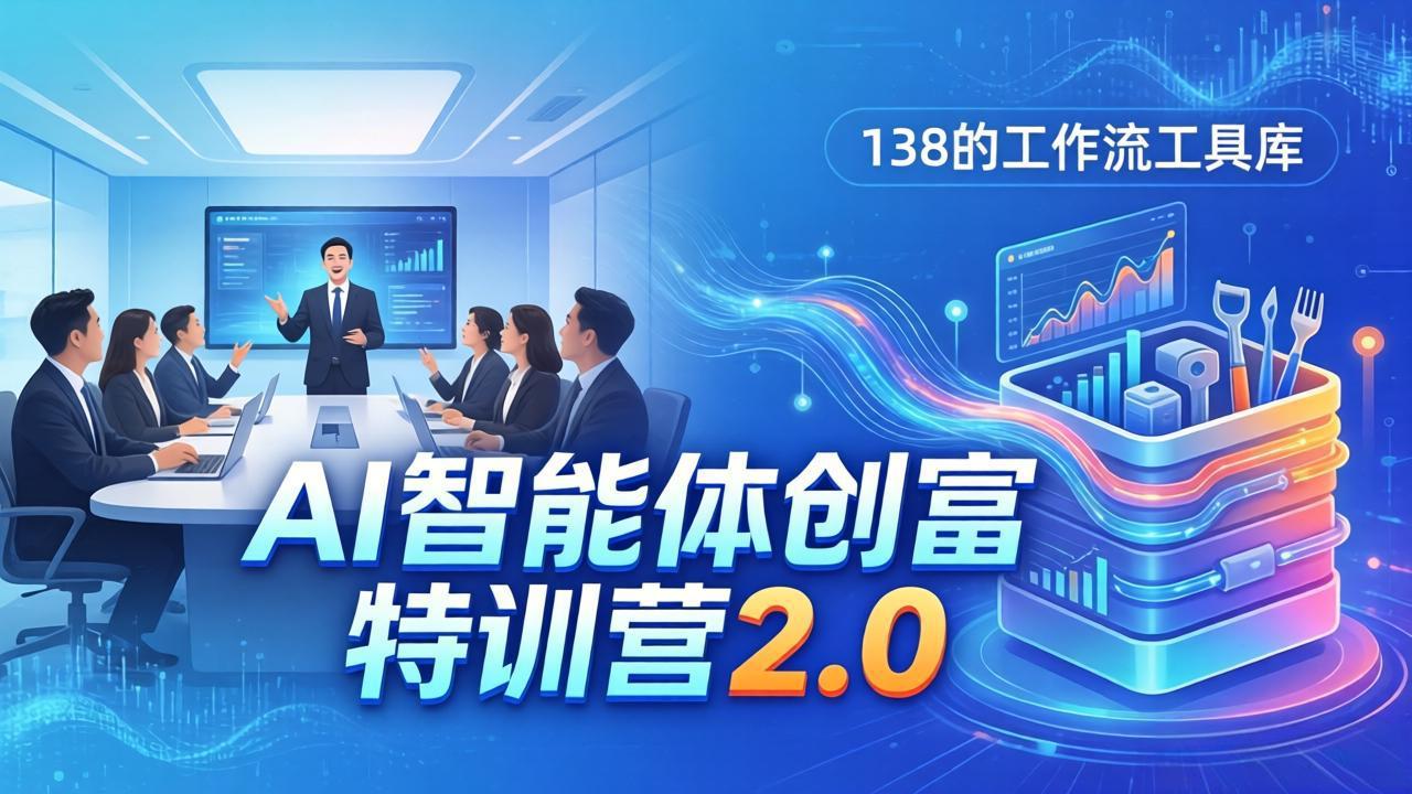 AI智能体创富训练营2.0：3天闭门直播+视频课+工具库，从0到1搭建智能体附138个工作流-heixma