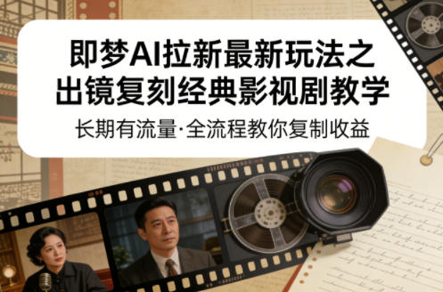 即梦AI拉新最新玩法之出镜复刻经典影视剧教学，长期有流量，全流程教你复制收益-heixma