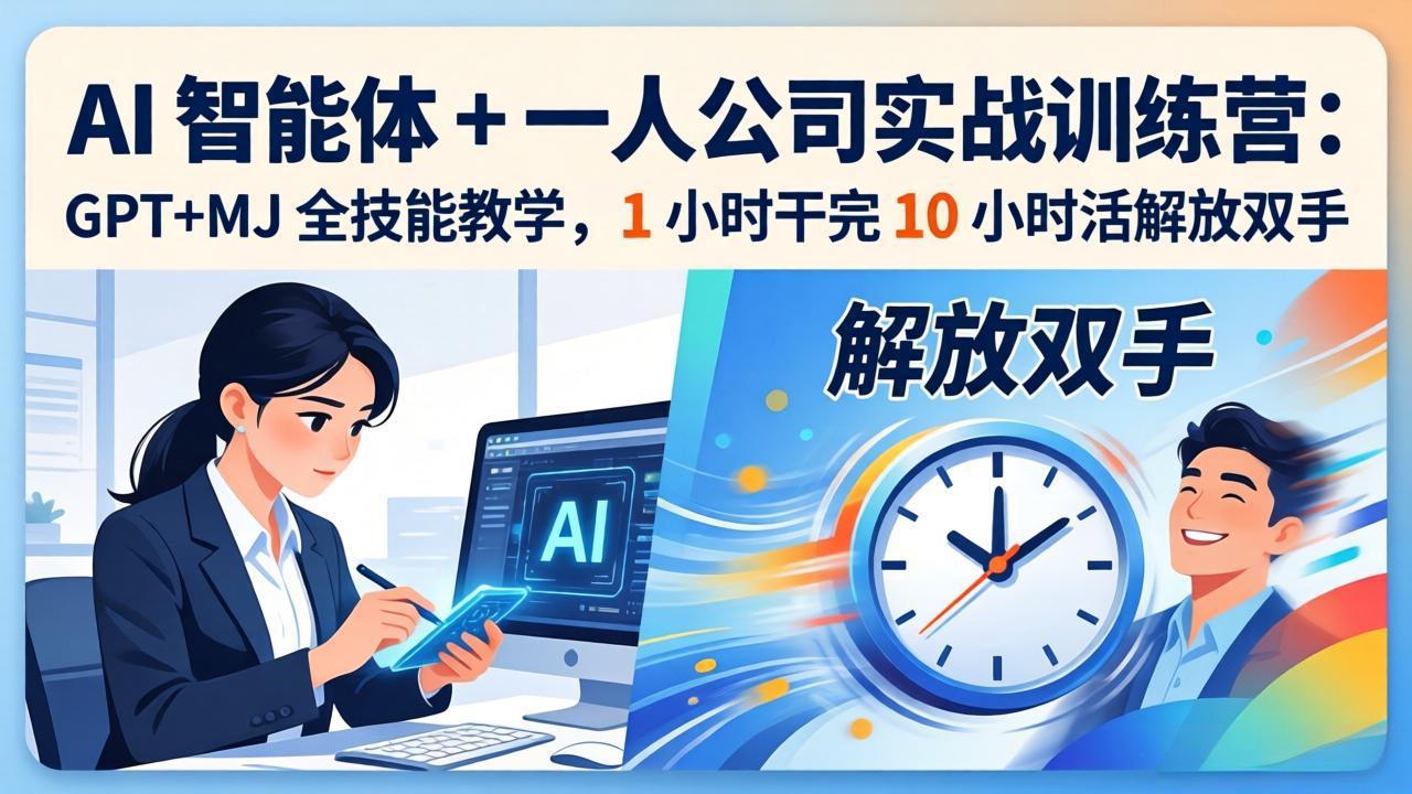 AI 智能体 + 一人公司实战训练营：GPT+MJ 全技能教学，1 小时干完 10 小时活解放双手-heixma