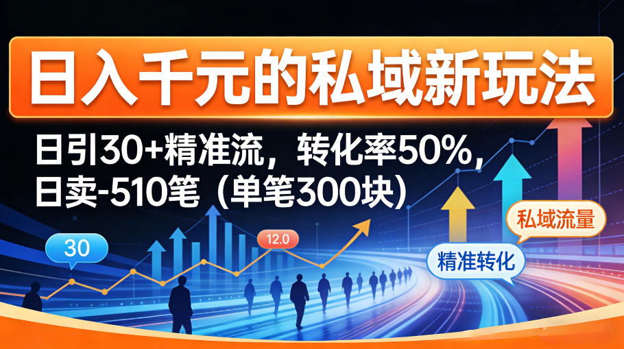 日入千米的私域新玩法：日引30＋精准流，转化率50%，日卖5-10笔(单笔300米)-heixma