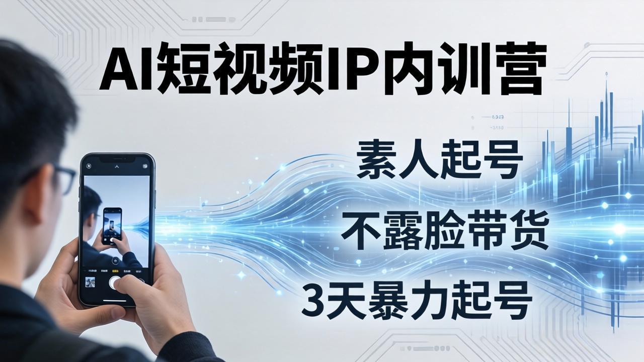 2026AI短视频IP内训营：从素人起号到不露脸带货，3天暴力起号全流程拆解-heixma