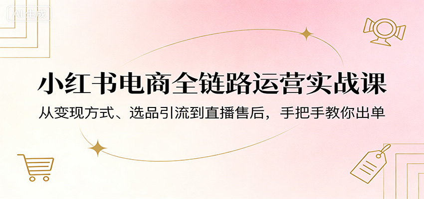 小红书电商全链路运营实战课：从变现方式、选品引流到直播售后，手把手教你出单-heixma