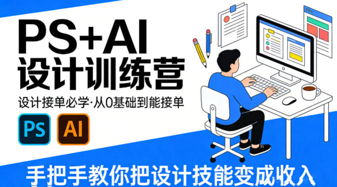 设计接单必学，PS+AI设计训练营，从0基础到能接单，手把手教你把设计技能变成收入-heixma