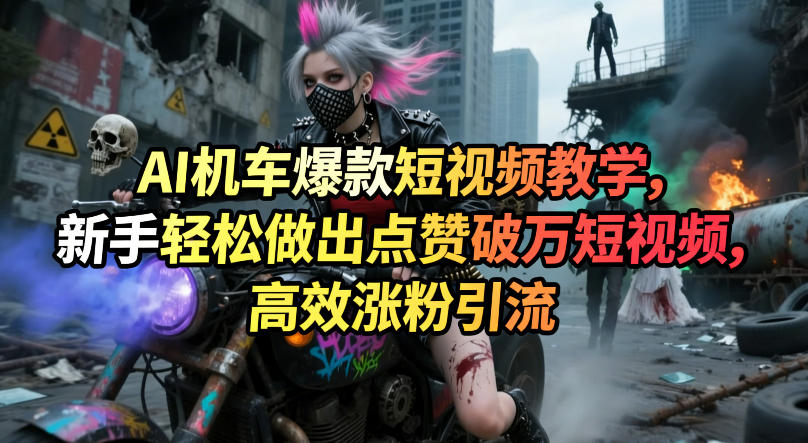 AI机车爆款短视频教学，新手轻松做出点赞破万短视频，高效涨粉引流-heixma
