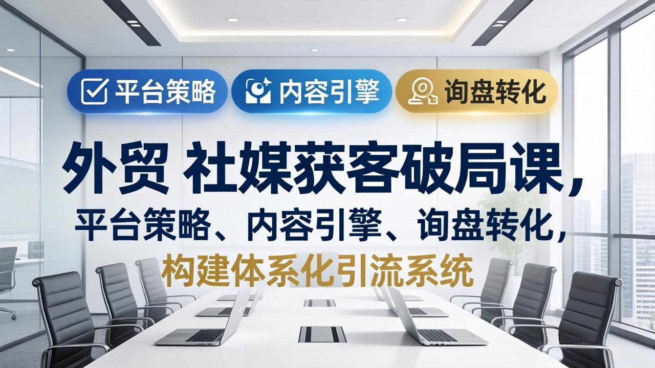 外贸 社媒获客破局课，平台策略、内容引擎、询盘转化，构建体系化引流系统(更新26年3月-heixma