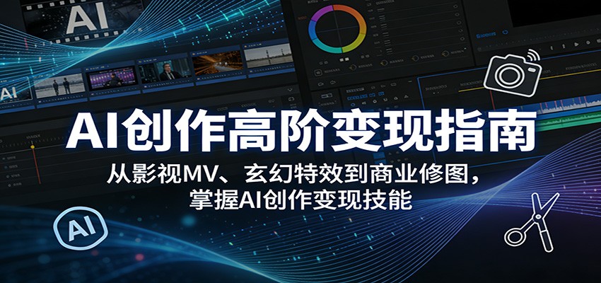 AI创作高阶变现指南：从影视MV、玄幻特效到商业修图，掌握AI创作变现技能-heixma