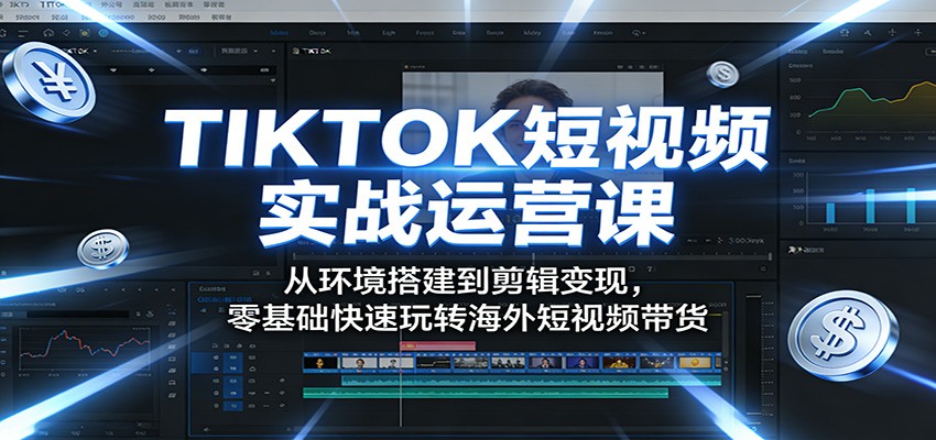 TIKTOK短视频实战运营课：从环境搭建到剪辑变现，零基础快速玩转海外短视频带货-heixma