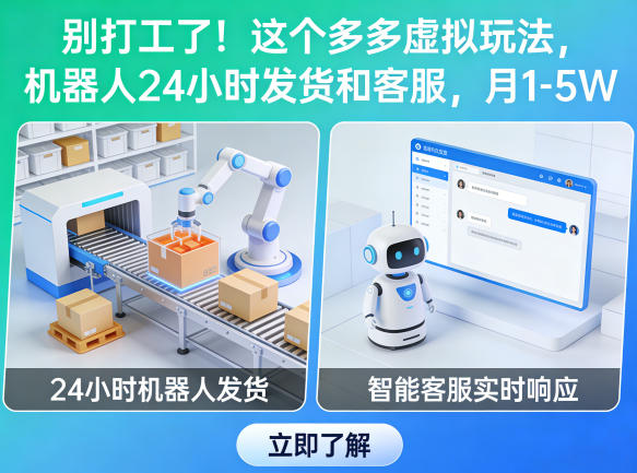 别打工了!这个多多虚拟玩法,机器人24小时发货和客服,月1-5W【揭秘】-heixma