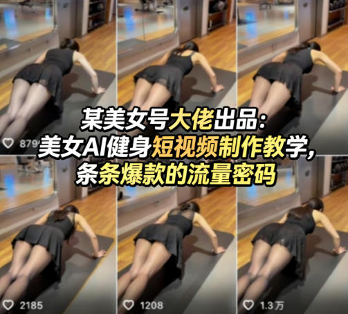 某美女号大佬出品：美女AI健身短视频制作教学，条条爆款的流量密码-heixma