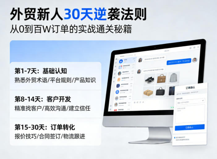 外贸新人30天逆袭法则，教你从0到百W订单的实战通关秘籍-heixma