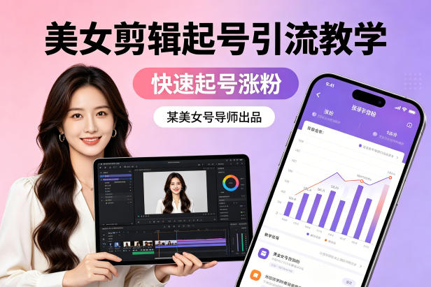 某美女号导师出品：美女剪辑起号引流教学，快速起号涨粉-heixma