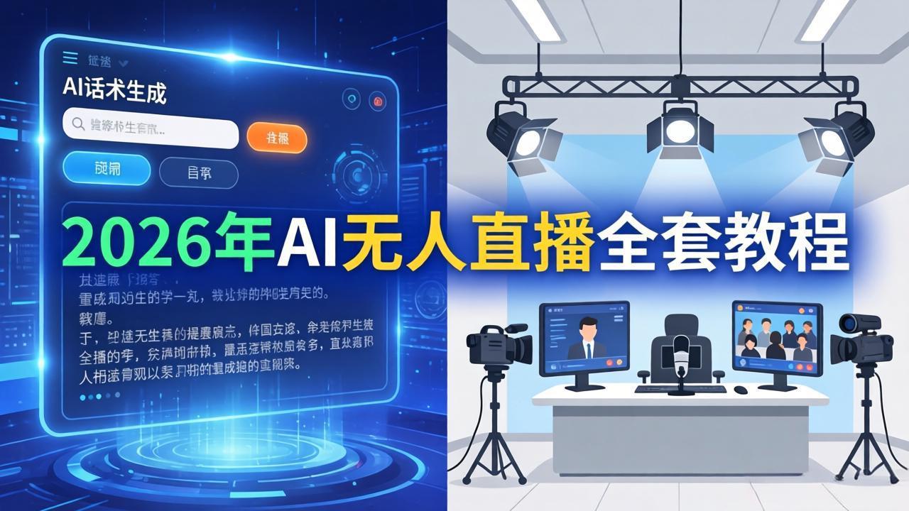 2026年AI无人直播全套教程：OBS安装+软件配置+直播间搭建+话术生成+一键开播实操-heixma