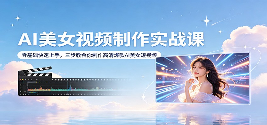 AI美女视频制作实战课：零基础快速上手，三步教会你制作高清爆款AI美女短视频-heixma