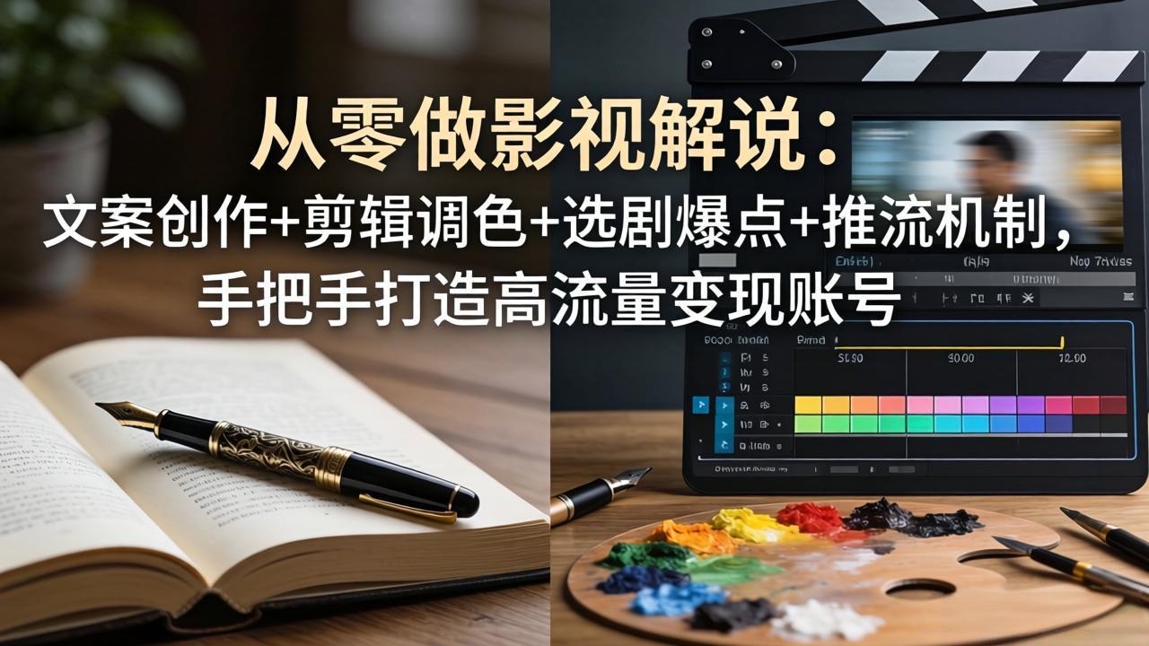 从零做影视解说：文案创作+剪辑调色+选剧爆点+推流机制，手把手打造高流量变现账号-heixma