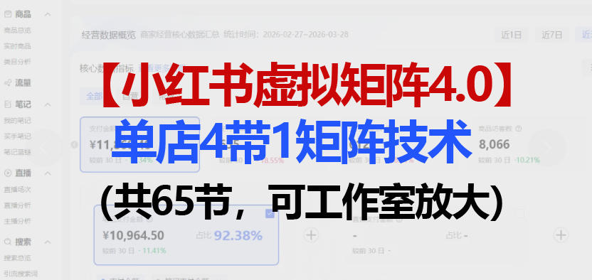 小红书虚拟矩阵4.0技术：单店4带1矩阵(共65节，可工作室放大)-heixma