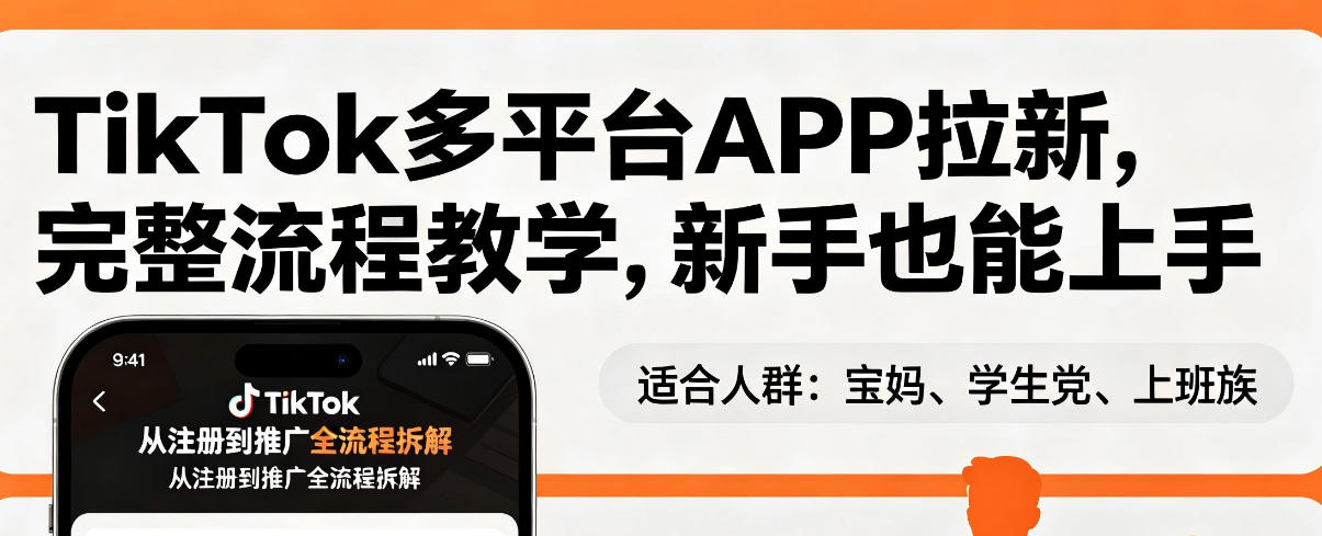 TikTok多平台APP拉新，完整流程教学，新手也能上手，轻松出海搞美金-heixma