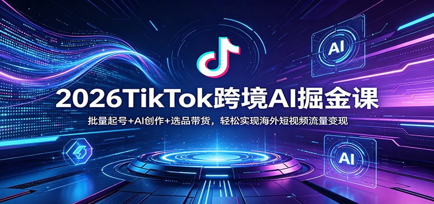 2026TikTok跨境AI掘金课：批量起号+AI创作+选品带货，轻松实现海外短视频流量变现-heixma
