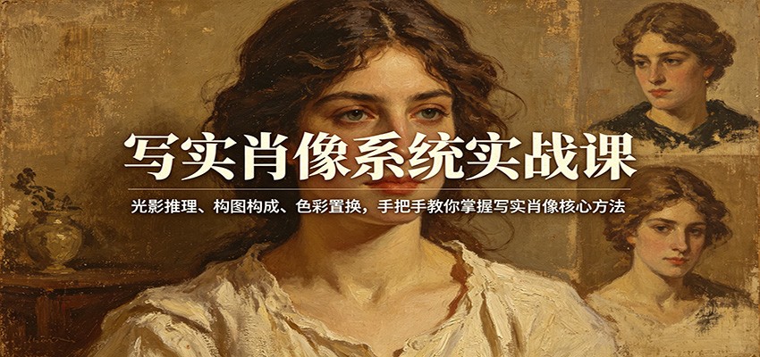 写实肖像系统实战课：光影推理、构图构成、色彩置换，手把手教你掌握写实肖像核心方法-heixma