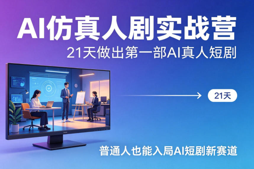 AI仿真人剧实战营，21天做出第一部AI真人短剧，普通人也能入局AI短剧新赛道-heixma