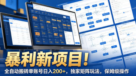 暴利新项目！全自动搬砖单账号日入200+，独家矩阵玩法，保姆级操作【揭秘】-heixma
