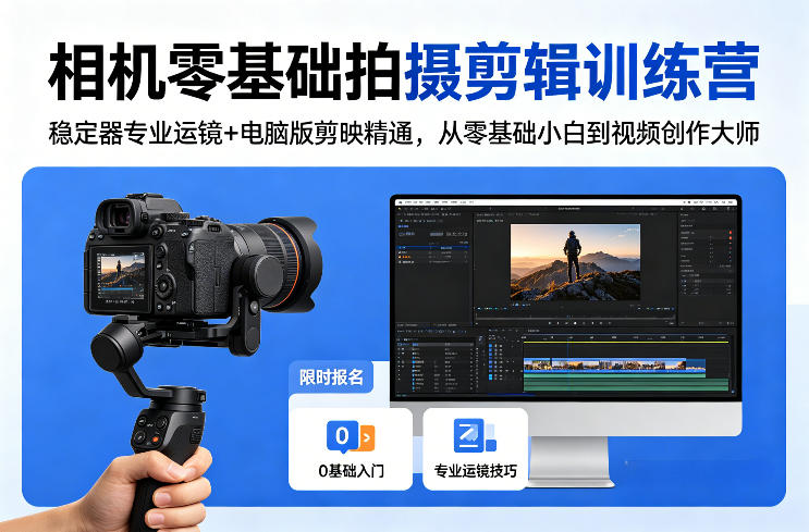 相机零基础拍摄剪辑训练营：稳定器专业运镜+电脑版剪映精通，从零基础小白到视频创作大师-heixma