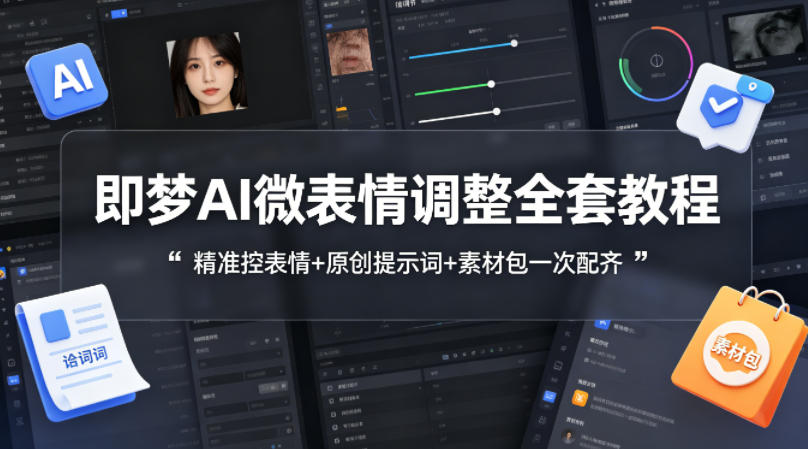 即梦AI微表情调整全套教程，精准控表情+原创提示词+素材包一次配齐-heixma