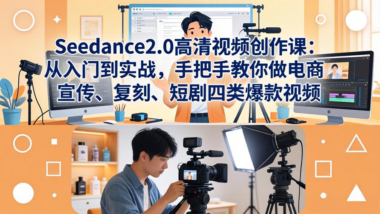 Seedance2.0高清视频创作课：从入门到实战，手把手教你做电商、宣传、复刻、短剧四类爆款视频-heixma