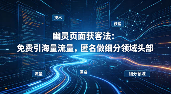 用懂技术！幽灵页面获客法：免费引海量流量，匿名做细分领域头部-heixma