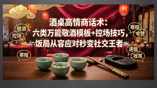 付费文章：酒桌高情商话术：六类万能敬酒模板+控场技巧，饭局从容应对秒变社交王者-heixma