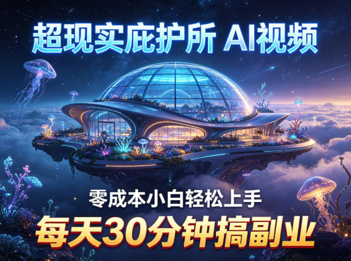 超现实庇护所AI视频项目拆解，零成本小白轻松上手，每天30分钟搞副业-heixma