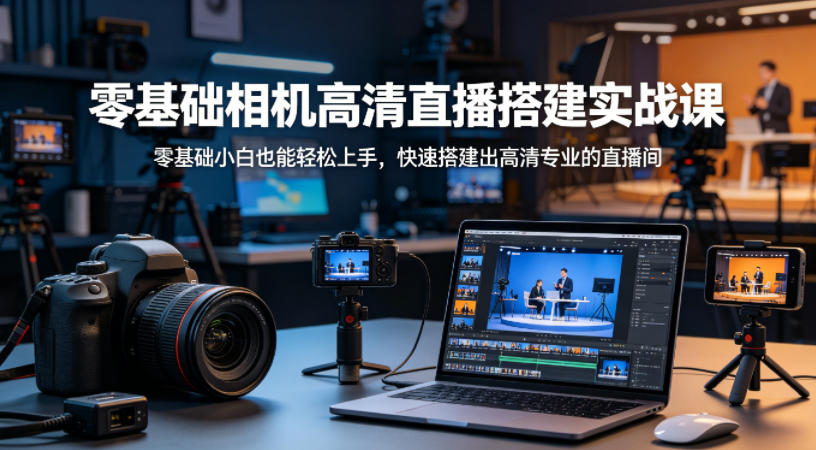 零基础相机高清直播间搭建实战课，小白也能轻松上手，快速搭建出高清专业的直播间-heixma