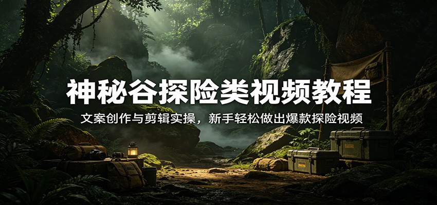 神秘谷探险类视频教程：文案创作与剪辑实操，新手轻松做出爆款探险视频-heixma