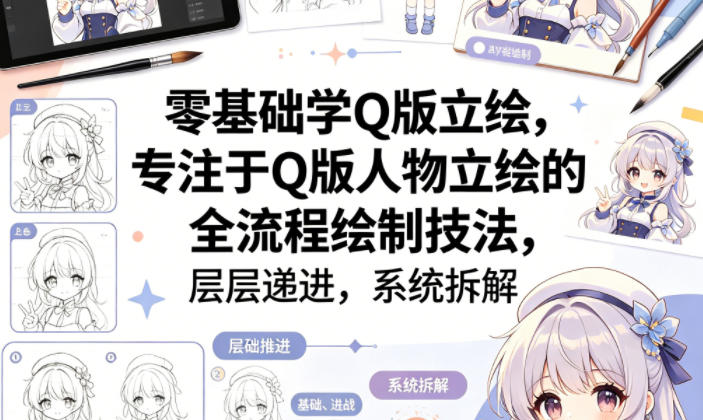 零基础学Q版立绘，专注于Q版人物立绘的全流程绘制技法，层层递进，系统拆解-heixma
