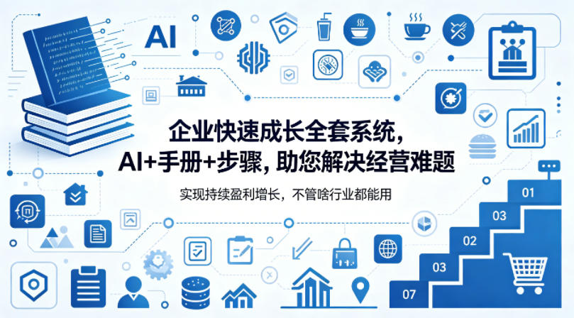 企业快速成长全套系统，AI+手册+步骤，助您解决经营难题，实现持续盈利增长，不管啥行业都能用-heixma