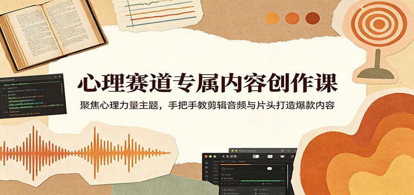 心理赛道专属内容创作课：聚焦心理力量主题，手把手教剪辑音频与片头打造爆款内容-heixma