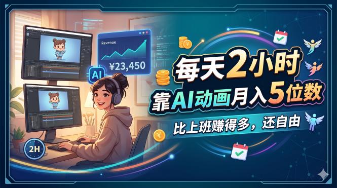 每天 2 小时，靠 AI 动画月入 5 位数，比上班赚得多，还自由-heixma